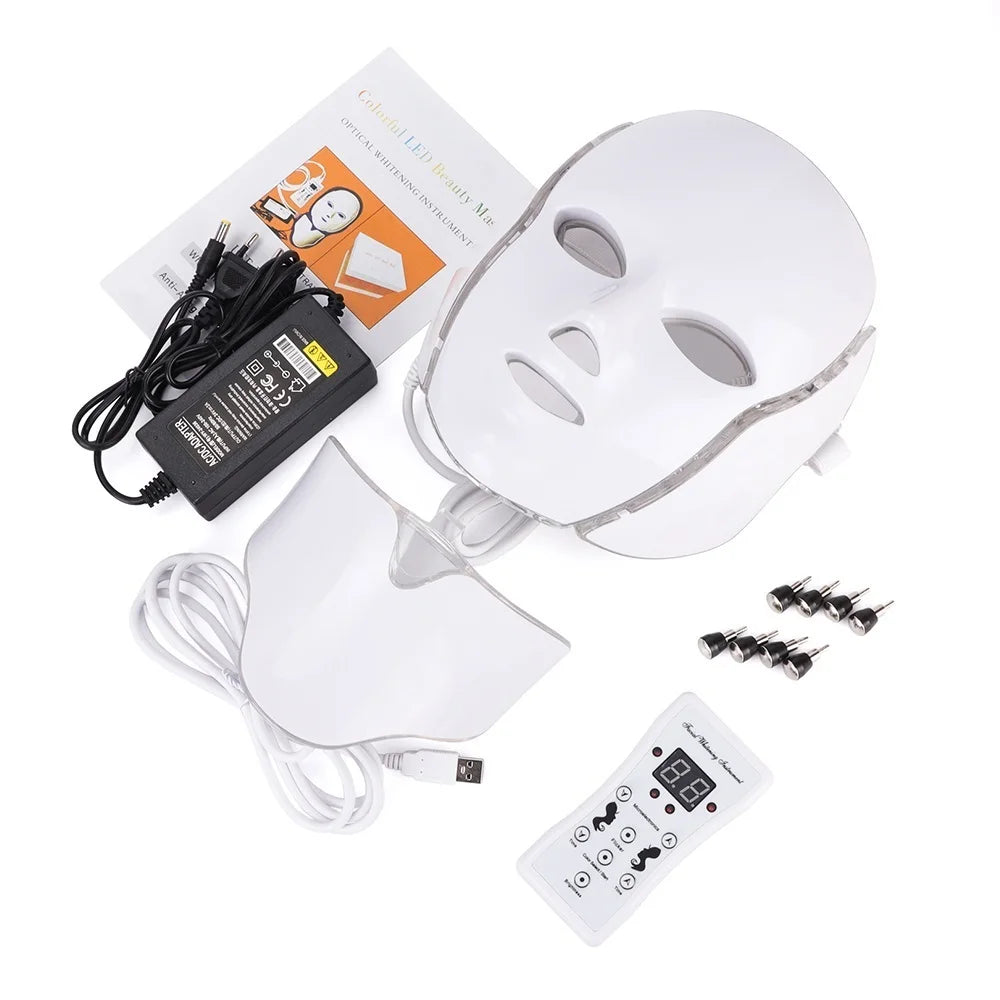 LED Facial  Mask with Neck LED Light 7 colors