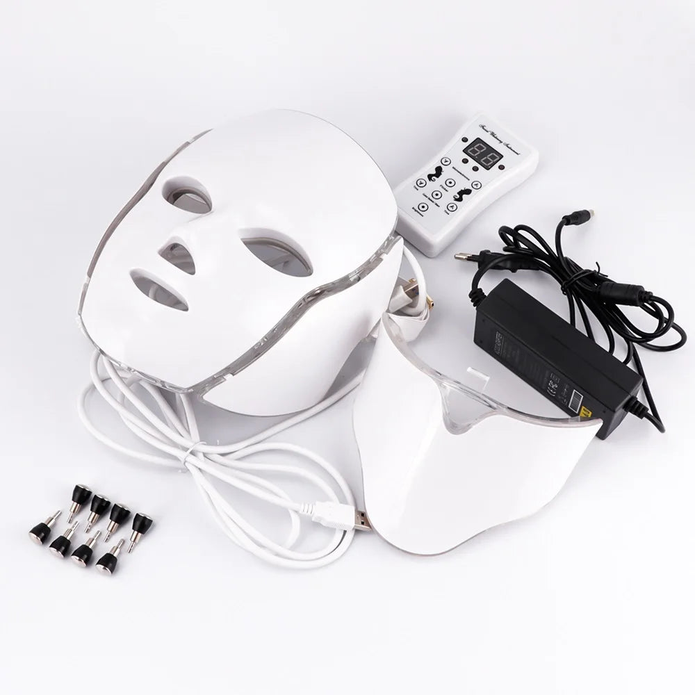 LED Facial  Mask with Neck LED Light 7 colors