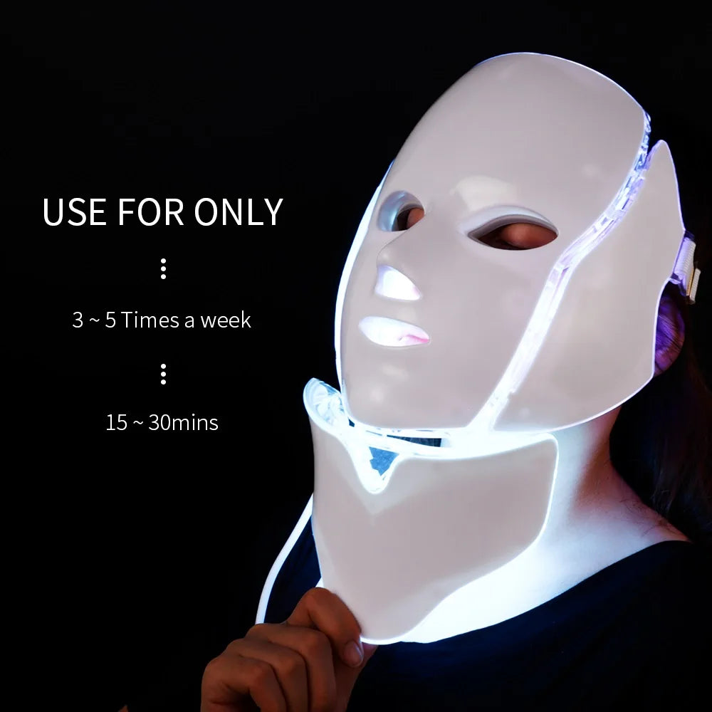 LED Facial  Mask with Neck LED Light 7 colors