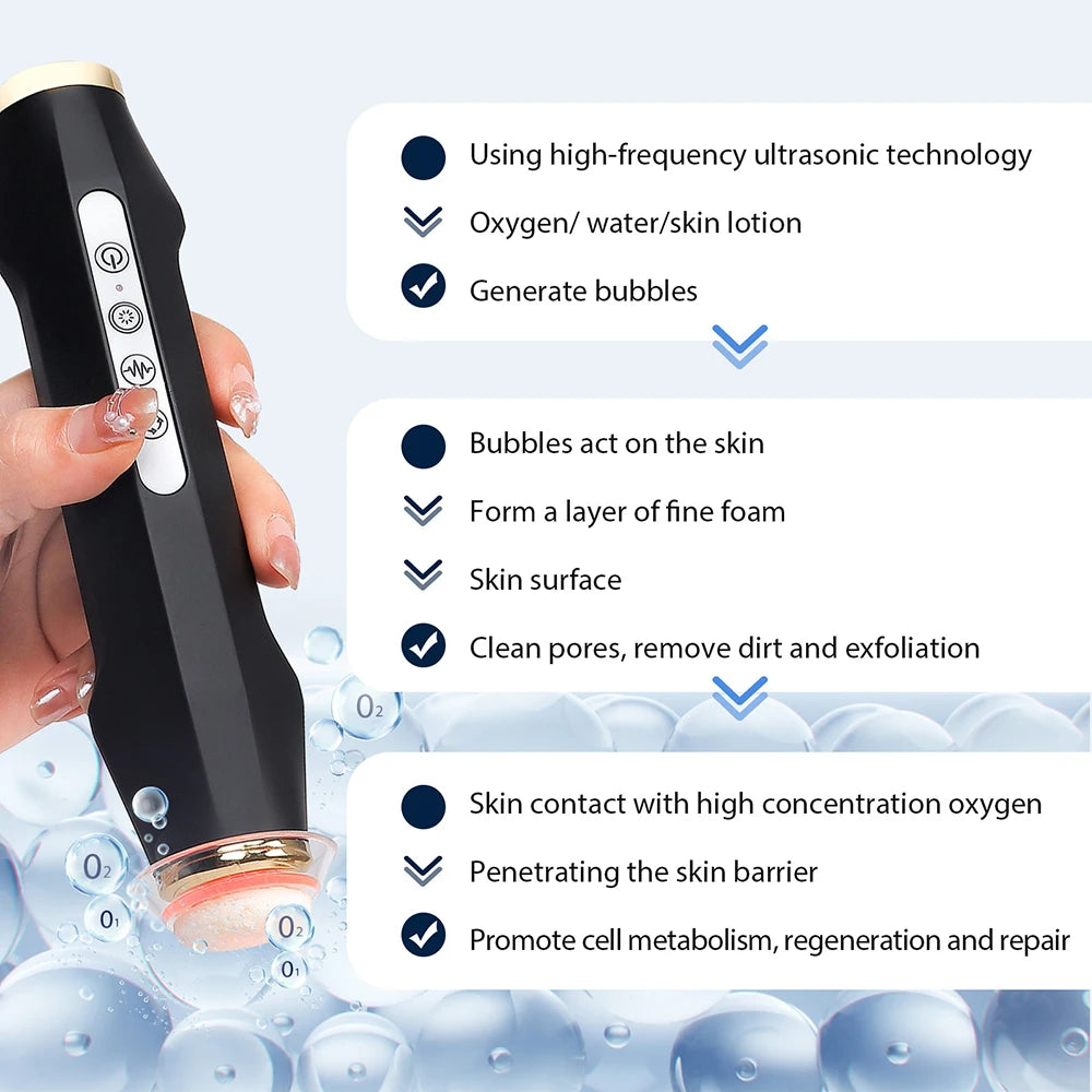 Portable CO2 Oxygen Bubble Pen Exfoliate Balance Serum Facial Massager High-frequency Vibration Skin Care Beauty Machine