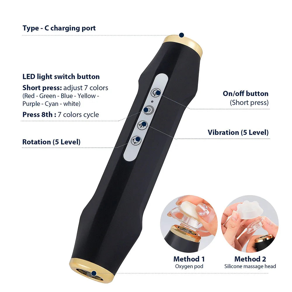 Portable CO2 Oxygen Bubble Pen Exfoliate Balance Serum Facial Massager High-frequency Vibration Skin Care Beauty Machine