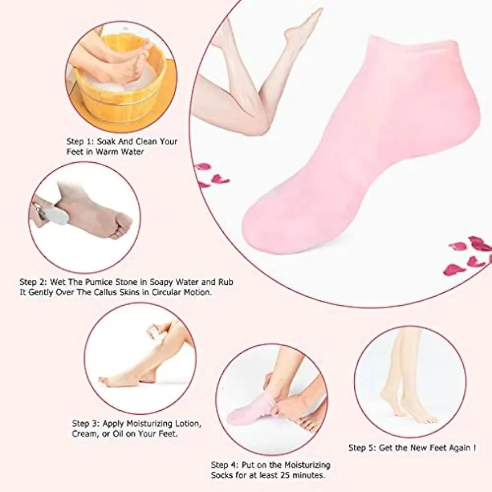 Silicone Socks and Gloves for moisturizing hands and feet