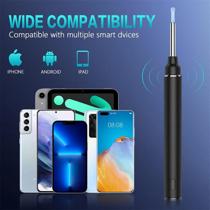 Wifi ear wax removal kit, high-definition earwax remover with 8 earbuds, ear wax cleaner suitable for iOS and Android Android